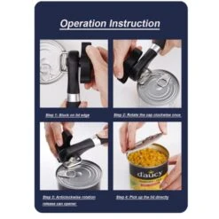 2022 New Premium Manual Can Opener, Handheld Smooth Edge Straight Handle Light Weight Hanging Portable Healthy Essential Kitchen Tool, Black, 8x2.4x1.6 Inches -KitchenAid Shop 41s0kCS4BCL