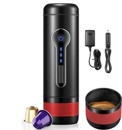 Portable Coffee Maker: 12V Travel Espresso Machine, 15 Bar Pressure Rechargeable Battery Heating Water For Camping, Driving, Home And Office