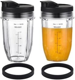 Blender Cups For Ninja Blender, 18OZ Cup With Sip & Seal Lids Compatible With 900w 1000w Nutri Ninja Blender Auto IQ Series (2 Pack) -KitchenAid Shop 41s1dujFBbL. AC