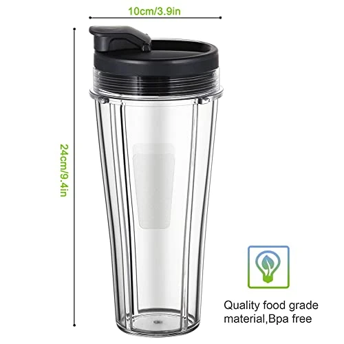 24OZ Blender Replacement Cups For Ninja Blender, 2 - Pack Replacement Cups With Sip & Seal Lid And Gaskets Set Compatible With Nutri Ninja Auto IQ Series Blenders BL450, BL480, BL490, BL640, BL680 4 24OZ Blender Replacement Cups For Ninja Blender, 2 - Pack Replacement Cups With Sip & Seal Lid And Gaskets Set Compatible With Nutri Ninja Auto IQ Series Blenders BL450, BL480, BL490, BL640, BL680 - Image 2