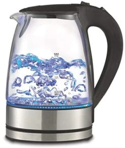 Precision Cordless Glass Electric Hot Water Tea Kettle Blue LED Stainless Steel BPA Free (1.7L Tea Kettle)