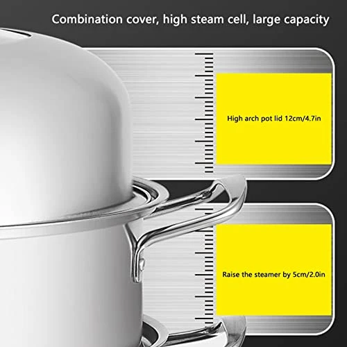 Qinlorgo Steam Pot, Thickened 304 Stainless Steel High Efficiency Stainless Steel Steaming Pot For Home For Electric Furnace For Gas Stove (Three Layers) 5 Qinlorgo Steam Pot, Thickened 304 Stainless Steel High Efficiency Stainless Steel Steaming Pot For Home For Electric Furnace For Gas Stove (Three Layers) - Image 3