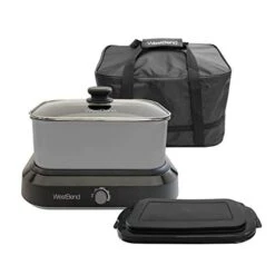 87905 Slow Cooker Large Capacity Non-stick Variable Temperature Control Includes Travel Lid And Thermal Carrying Case, 5-Quart, Silver