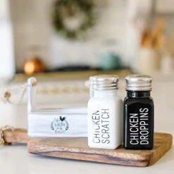 Farmhouse Salt And Pepper Shakers Set W/ Whitewash Caddy - Glass Black White Cute Kitchen Decor For Home 13 Farmhouse Salt And Pepper Shakers Set W/ Whitewash Caddy - Glass Black White Cute Kitchen Decor For Home -KitchenAid Shop 41sP4gKfTmL