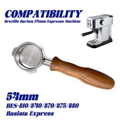 54mm Bottomless Portafilter, Professional Espresso Portafilter With Filter Basket, Puck Screen And Espresso Dosing Funnel, Compatible With 54mm Breville 8 Series Machines BES 880/878/875/870/840/810 -KitchenAid Shop 41sRm8gGbKL