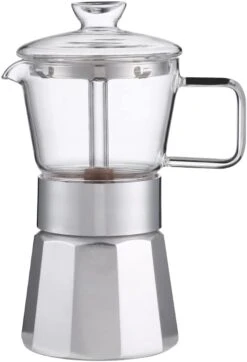Moka Stovetop Espresso Maker,Crystal Glass-top & Aluminum Espresso Moka Pot,Classic Italian Coffee Maker,120ml(3cup) -KitchenAid Shop 41sThrLjYmL. AC