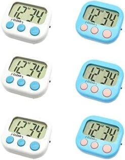 6 Pack Digital Timer For Teacher Small Timers For Kids Magnetic Back Big LCD Display Loud Alarm Minute Second Count Up Countdown With ON/Off Switch For Classroom, Homework, Exercise(3 Blue & 3 White) -KitchenAid Shop 41sZRD89nL. AC