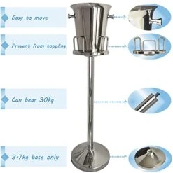 Champagne Ice Bucket With Stand,Wine Ice Bucket With Stand 201 Stainless Steel 5L Standing Ice Bucket 12Lb Hammered Tall Ice Bucket Stand For Party Bar Ktv Wedding Club Bbq Home (3Ft,Silver) 12 Champagne Ice Bucket With Stand,Wine Ice Bucket With Stand 201 Stainless Steel 5L Standing Ice Bucket 12Lb Hammered Tall Ice Bucket Stand For Party Bar Ktv Wedding Club Bbq Home (3Ft,Silver) -KitchenAid Shop 41scnZX89bL