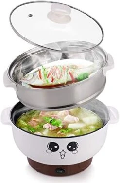 4-in-1 Multifunction Electric Cooker Skillet Wok Electric Hot Pot For Cook Rice Fried Noodles Stew Soup Steamed Fish Boiled Egg Small Non-stick With Lid (2.3L, Without Steamer) -KitchenAid Shop 41sfNMDMJEL. AC