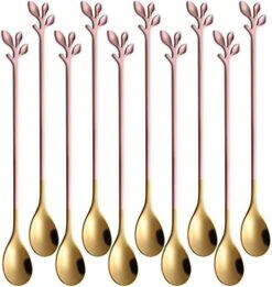 Black Swan Base Holder With 5-Pieces 4.7-inch Small Coffee Spoons And 5-Pieces Dessert Fork,Leaf Handle Set (Black & Gold) -KitchenAid Shop 41sfrjfAxDL. AC