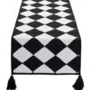 Black And White Diamond Woven Table Runner - 14 X 71 Inch Checker Runner Table Centerpiece For Dining Home Decor, Indoor Parties, Holiday Events Tassel Table Runner -KitchenAid Shop 41shO79TipL