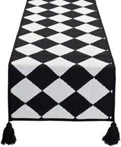 Black And White Diamond Woven Table Runner - 14 X 71 Inch Checker Runner Table Centerpiece For Dining Home Decor, Indoor Parties, Holiday Events Tassel Table Runner 16 Black And White Diamond Woven Table Runner - 14 X 71 Inch Checker Runner Table Centerpiece For Dining Home Decor, Indoor Parties, Holiday Events Tassel Table Runner -KitchenAid Shop 41shO79TipL. AC