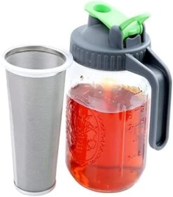 Cold Brew Coffee Maker Mason Jar 32 Oz Wide Mouth Mason Jar Iced Coffee Tea Pitcher With Coffee Filter Airtight & Leak-Proof Pitcher 1 Quart -KitchenAid Shop 41snJZiFu2L. AC