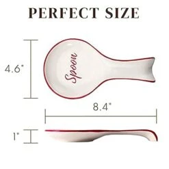 Red Ceramic Spoon Rest For Stove Top - White Spoon Rest For Kitchen Counter - Spanish Ceramic Spoon Rests For Cooking - Large Farmhouse Spoon Rest Ceramic - Utensil Coffee Spoon Holder Rest -KitchenAid Shop 41soJd3oGVL