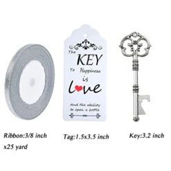 52pcs Skeleton Key Bottle Opener Wedding Favors For Guests Personalized Souvenir Set With Thank You Gift Cards And Ribbons For Wedding Bridal Shower Party Favors(Antique Silver) -KitchenAid Shop 41spTq2hFrL