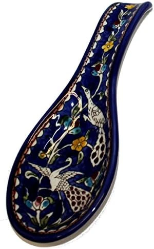 Armenian Hand Painted Cooking Spoon Rest/Ladle Holder - Large With Deep Round Cup Part - Asfour Outlet Trademark (Blue Flowers 8.5 Inches) 8 Armenian Hand Painted Cooking Spoon Rest/Ladle Holder - Large With Deep Round Cup Part - Asfour Outlet Trademark (Blue Flowers 8.5 Inches) - Image 6