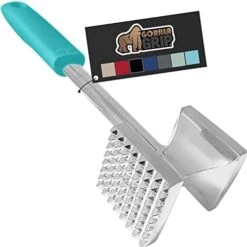 Gorilla Grip Heavy Duty Meat Tenderizer, Oversized Kitchen Mallet, Soft Grip Handle, Tool Maximizes Food Flavor, Spiked Side Tenderizes, Flat Smooth Flattens Steak, Pound Beef, Commercial Grade, Black -KitchenAid Shop 41t254S9qEL. AC