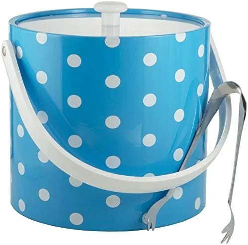 Hand Made In USA White & Gold Double Walled 3-Quart Insulated Ice Bucket With Ice Tongs (Polka Dot Collection) 11 Hand Made In USA White & Gold Double Walled 3-Quart Insulated Ice Bucket With Ice Tongs (Polka Dot Collection) - Image 9