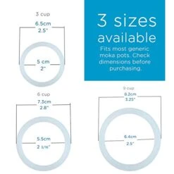 Tovetop Espresso Maker Replacement Silicone 9 Espresso Cup Size Gasket Seals (3 Seals) & 1 Replacement Filter Screen For GROSCHE Milano Moka Pots. Replacement Gasket 9 Cup Silicone Seals & Filter Kit