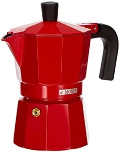 M281703 Monix Fresa Aluminium 3 Cups Coffee Maker, Red