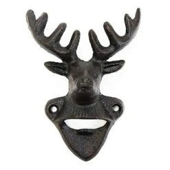 Wall Mounted Bottle Opener, Cast Iron Cool Deer Head Bottle Opener, Beer Coke Beverage Bottle Cap Opener, Vintage Rustic Style Wall Hanging Opener, Bar Farmhouse Wall Ornament, Practical Gift