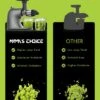 Juicer Machines MAMA'S CHOICE, Slow Masticating Juicer For Vegetable And Fruit, Cold Press Juicer Extractor Easy To Clean With Total Pulp Control, Quiet Motor, Reverse Function