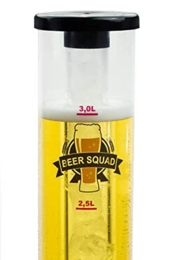 BeerSquad Beer Tower - 3L 100 Oz. Clear Beverage Tower Dispenser With Included Ice Tube, Easy Clean, Dual Action Integrated Tap -KitchenAid Shop 41tGl6acuTL