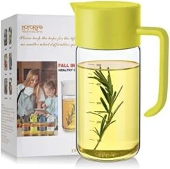 Hoforife Glass Olive Oil And Vinegar Dispenser With Auto Flip Caps For Kitchen Cooking No Drip, 17 Oz Borosilicate Glass Snap Fastener Oil Pourer Bottle Shatterproof, Leakproof (Black) -KitchenAid Shop 41tLZbBzGL. AC