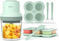 Baby Food Maker, HEYVALUE 13-in-1 Baby Food Processor Set For Fruit, Vegatable, Meat, Baby Food Blender With Baby Food Containers, Baby Food Freezer Tray, Baby Spoons, Silicone Spatula(Light Green) -KitchenAid Shop 41tQ5xA6eL. AC