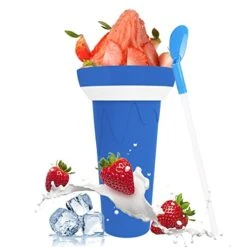 Magic Slushy Maker Cup Smoothie Pinch Frozen Cups In Double Layers Portable Squeeze Icy Silica Cup For Ice Cream Soda Fruit Juice Drink Maker (blue)