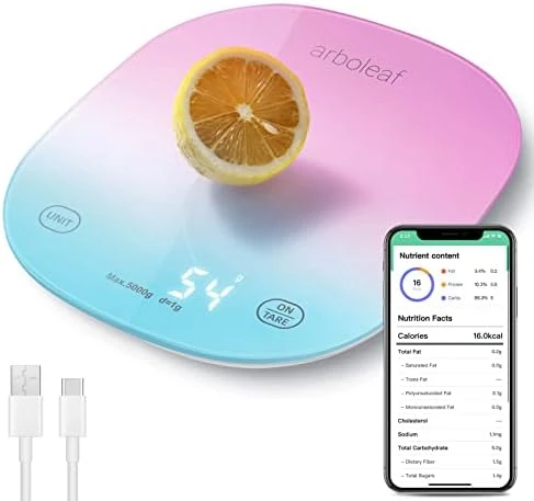 Arboleaf Food Scale Rechargeable, Kitchen Scale For Food Ounces And Grams, Smart Food Scale For Weight Loss, Small Digital Baking Food Scales For Kitchen Gift, USB Scale, 1g/0.1oz, 11lb/5kg 8 Arboleaf Food Scale Rechargeable, Kitchen Scale For Food Ounces And Grams, Smart Food Scale For Weight Loss, Small Digital Baking Food Scales For Kitchen Gift, USB Scale, 1g/0.1oz, 11lb/5kg - Image 6