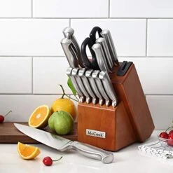 MC29 Knife Sets,15 Pieces German Stainless Steel Kitchen Knife Block Sets With Built-in Sharpener -KitchenAid Shop 41tVWx2548L