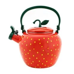 Whistling Tea Kettle For Stove Top Enamel On Steel Teakettle, Supreme Housewares Strawberry Decor Design Teapot Water Kettle Cute Kitchen Accessories Teteras (2.3 Quart, Strawberry)