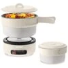 HYTRIC Electric Hot Pot, 2L Portable Electric Cooker With Foldable Handle, Non-Stick Electric Pot With Dual Power Control For Camp, Dorm, Multi-Function Ramen Cooker For Oatmeal, Steak, Camping Pot