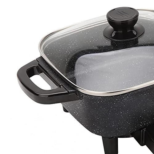 Aoran Small Skillet Electric Non-Stick Square,8 Inch Electric Frying Pan With Tempered Glass Vented Lid,Mini Personal Electric Skillet Indoor,Black,1000 Watts 6 Aoran Small Skillet Electric Non-Stick Square,8 Inch Electric Frying Pan With Tempered Glass Vented Lid,Mini Personal Electric Skillet Indoor,Black,1000 Watts - Image 4