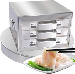 Roll Steamer Rice Noodle Rolls Machine, 39X23cm Cantonese Stainless Steel Changfen Steamer, 3-Layer Chinese Household Cuisine Cookware