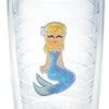 Tervis Blue Sequin Mermaid Insulated Tumbler With Emblem And Turquoise Lid, 16 Oz, Clear