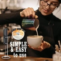 Electric Milk Frother Handheld, Battery Operated Whisk Beater Foam Maker For Coffee, Cappuccino, Latte, Matcha, Hot Chocolate, Mini Drink Mixer,Multi-Function Blender,Frother With Stand(Red) -KitchenAid Shop 41teJvCM61L