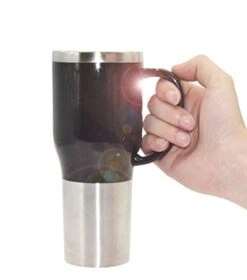 Hot Water Heater Mug For Car - Car Electric Kettle Heated Stainless Steel Portable Cigarette Lighter Heating Cup Coffee Cup With Charger For Outdoor Students 12 Volt 450ML 50W, CA107 Black -KitchenAid Shop 41tedIH20HL