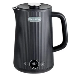 Electric Kettle With Digital Temperature Display(℉/℃), 1.7L Double Wall Electric Hot Water Kettle, Auto Shut Off, 1200W Seamless 304 Stainless Steel Electric Tea Kettle -Black