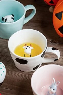 Cow Ceramic Cup Hidden 3D Animal Inside Mug,Cute Cartoon Handmade Figurine Mugs,Holiday And Birthday Gift For Coffee Milk Tea Lovers,12 OZ(White,Black) -KitchenAid Shop 41tiTwXP4qL