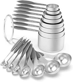 Measuring Cups & Spoons Set Of 16, Wildone Premium Stainless Steel Measuring Cups And Measuring Spoons With Colored Silicone Handle, Including 8 Nesting Cups, 8 Spoons, For Dry And Liquid Ingredient -KitchenAid Shop 41tqxV6xVjL. AC