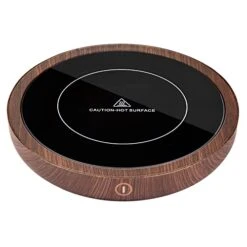 Ug Warmer, KRGMNHR Coffee Warmer For Desk Auto Shut Off, 3-Temperature Settings, Wax Melt Warmer Heating Plate (Up To 180° F), Wood Grain