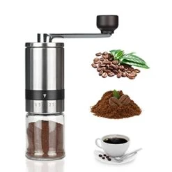 Manual Coffee Grinder Stainless Steel With Conical Ceramic Burrs,6 Adjustable Setting,Portable Vintage Hand Coffee Bean Mill Faster Grinding For Travel Camping