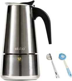 Elabo Stovetop Espreeso Machine And Moka Pot For Gas Or Electric Ceramic Stovetop, Italian Espresso Coffee Shot Maker For Italian Espresso, Cappuccino And Latte, Stainless Steel, 10 Cups -KitchenAid Shop 41u0m IIEL. AC