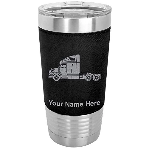 20oz Vacuum Insulated Tumbler Mug, Truck Cab, Personalized Engraving Included (Faux Leather, Black) 3 20oz Vacuum Insulated Tumbler Mug, Truck Cab, Personalized Engraving Included (Faux Leather, Black)