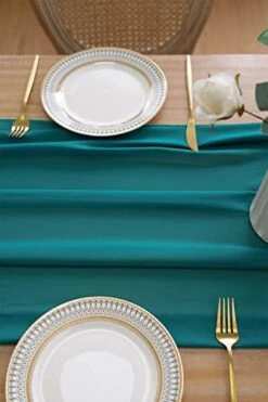 ONATIA 11Ft Teal Blue Chiffon Table Runner 29 X 130 Inches For Romantic Wedding Party Bridal Shower Decorations -KitchenAid Shop 41u7g7W6EqL