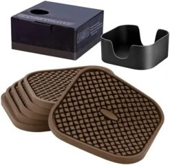 Silicone Drink Coasters Set Of 6 , IPHOX 3.94 Inches Flexible Heat Resistant Coaster For Drinks With Deep Grooved And Non-Slip Bottom, Protect Furniture From Dirty And Scratched (Grey) -KitchenAid Shop 41uBU5D6gES. AC