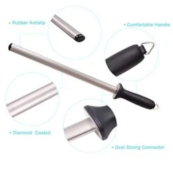 12inch Diamond Knife Honing Rod, Professional Chef Knife Sharpener Steel, Best Knife Honer, Kitchen Appliances, Ideal For Chef Knife, Cooking Knife, Butcher Knife And Japanese Knife -KitchenAid Shop 41uJZ0663WL