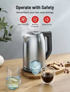 Lectric Kettle,Tea Kettle With 6 Temperature Settings,Paris Rhône 1.7L Cordless Hot Water Boiler Heate,Strix Thermostat,Touch Control,Auto-Shutoff/Boil-Dry Protection, Keep Warm,LED Indicator,Coffee -KitchenAid Shop 41uLO9YquVL